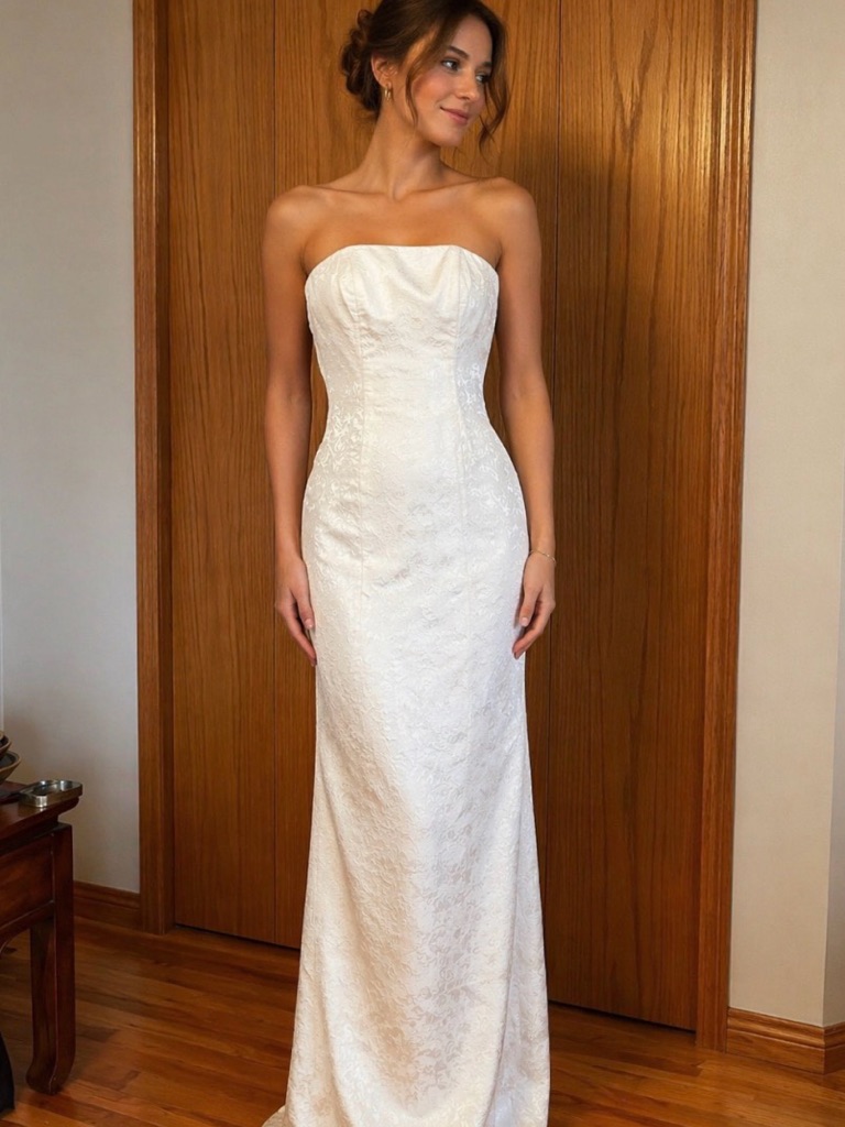 Custom Vintage Cream Bustier Dress.Beautiful Brocade Fabric. Fully Lined.